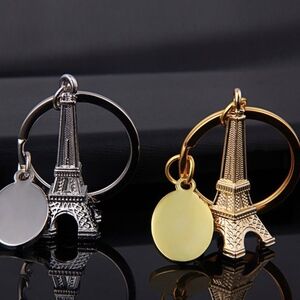 **PARIS* Silver Eiffel Tower Pendant Ring Keychain